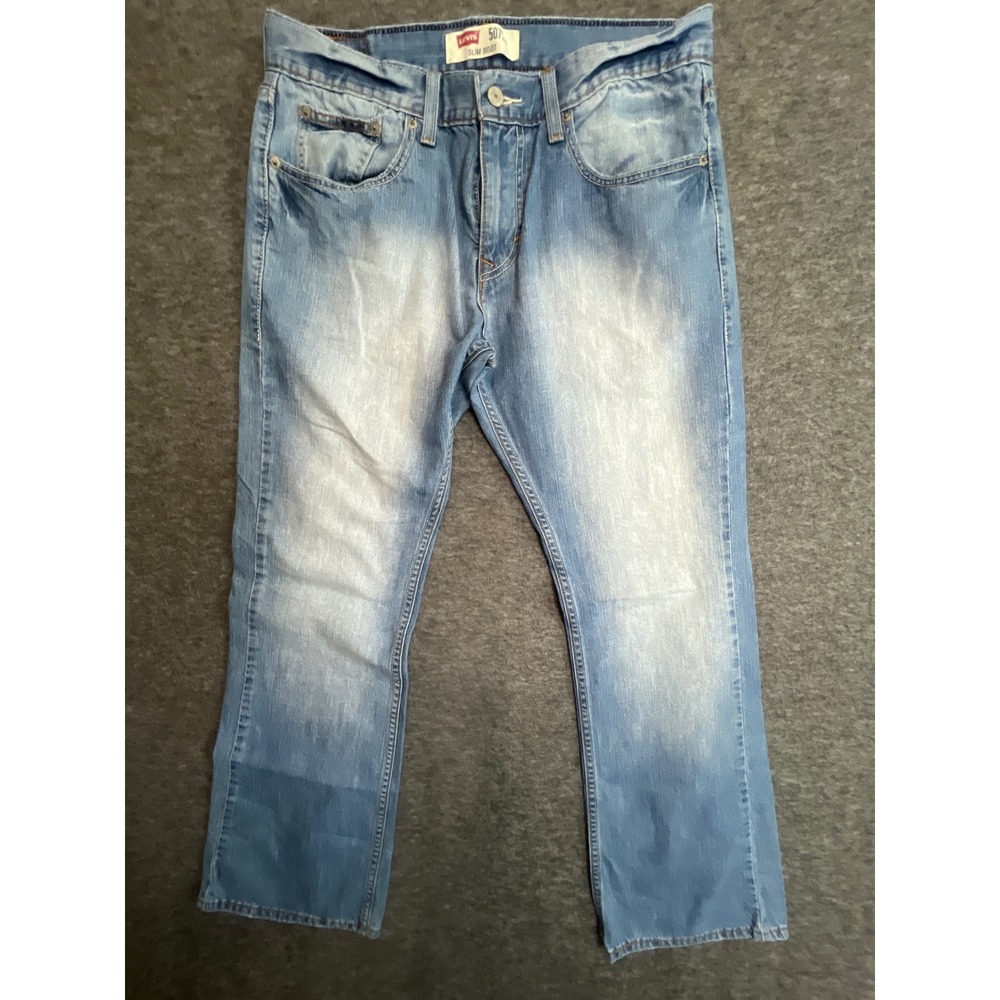 Levis 507 Slim Boot Jeans Mens 33x30 Light Wash Blue Denim 100% Cotton Bootcut